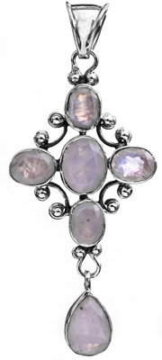Exotic India Faceted Moonstone Sterling Silver Pendant