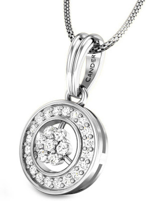 Candere Ethel Diamond Rhodium Plated 14K White Gold Pendant
