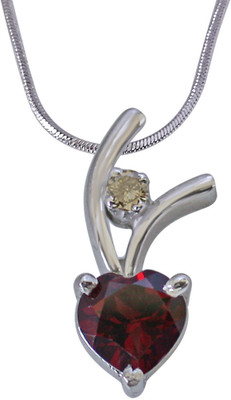 19% OFF on Surat Diamond Diamond, Garnet Sterling Silver Pendant