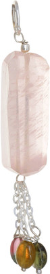 Exotic India Faceted Rose Quartz, Tourmaline Sterling Silver Pendant Exotic India Faceted Rose Quartz, Tourmaline Sterling Silver Pendant