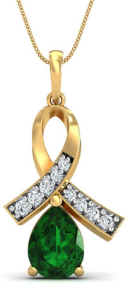 KuberBox Attach? 14K Diamond, Emerald Gold Pendant