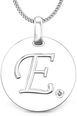 Candere Initials E Aesthetic Embossed 18K Diamond White Gold Pendant