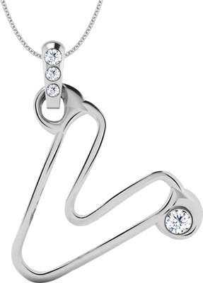 40% OFF on Jacknjewel Feather Touch V Silver Plated Diamond Silver Pendant