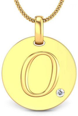 Candere Initials O Aesthetic Embossed 18K Diamond Yellow Gold Pendant