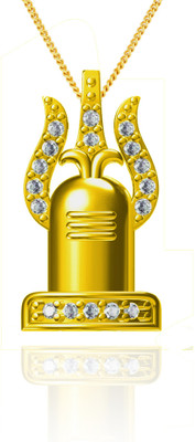 50% OFF on Exxotic Jewelz Shivling Religious 22K Yellow Gold Plated Cubic Zirconia Silver Pendant