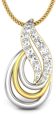 Candere Aileen Rhodium Plated Diamond Yellow Gold Pendant