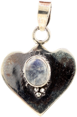 Exotic India Heart-Shape Moonstone Sterling Silver Pendant