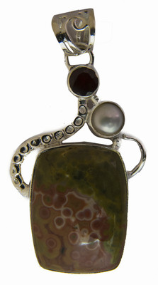 Exotic India Designer Garnet Sterling Silver Pendant