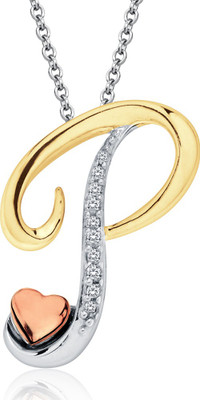 60% OFF on Aamanat Initial P 18K Yellow Gold Plated Swarovski Crystal Sterling Silver Pendant