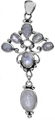 Exotic India Faceted Moonstone Sterling Silver Pendant
