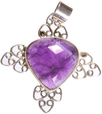 Exotic India Faceted Amethyst Sterling Silver Pendant