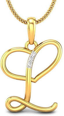 19% OFF on Candere L Love Rhodium Plated 18K Diamond Yellow Gold Pendant
