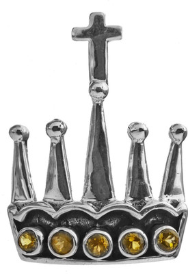 Exotic India Faceted Crown Citrine Sterling Silver Pendant Exotic India Faceted Crown Citrine Sterling Silver Pendant