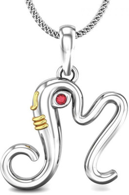 19% OFF on Candere Initial M Vakratunda 18K Ruby White Gold Pendant 19% OFF on Candere Initial M Vakratunda 18K Ruby White Gold Pendant