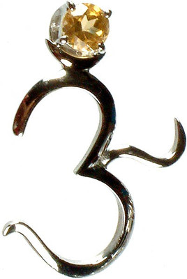 Exotic India The Sure Way To Success Om Citrine Sterling Silver Pendant