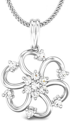 Candere Akriti Rhodium Plated Diamond White Gold Pendant