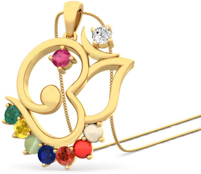 WearYourShine by PCJ The Ganesha Taj 18K Diamond, Ruby, Emerald, Sapphire, Coral, Garnet, Cat's Eye Gold Pendant