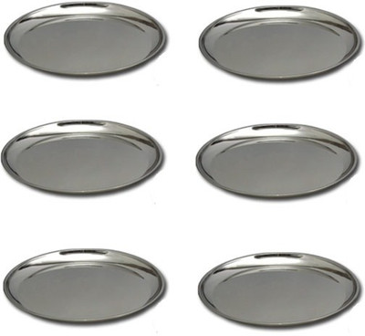2% OFF on Shaily Pearl China no.12 Solid Stainless Steel Plate Silver, Pack of 6