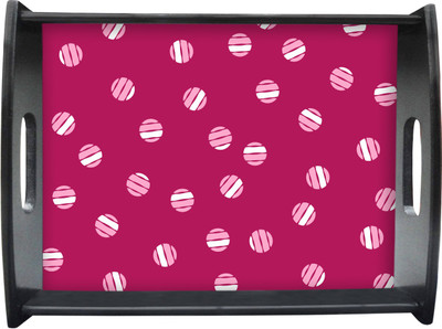 71% OFF on Sajawathomes Dark Color Background Polka Dot Pattern Printed Wood Tray Multicolor, Pack of 1