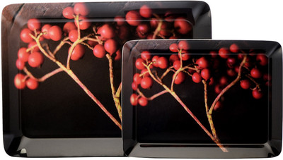 5% OFF on Superware Fruits Printed Melamine Tray Set Black, Red, Pack of 2
