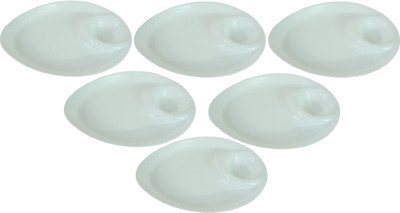 29% OFF on THW Two Sections Mango Design Acrylic Solid Plastic Plate Set White, Pack of 6