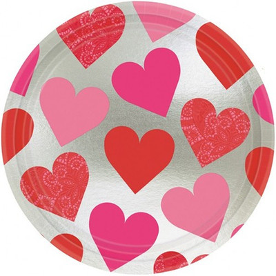 Amscan Love Metallic 9 inch Printed Paper Plate Set Amscan Love Metallic 9 inch Printed Paper Plate Set