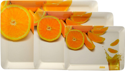 4% OFF on Superware All Drink Orange Printed Melamine Tray Set White, Orange, Pack of 3