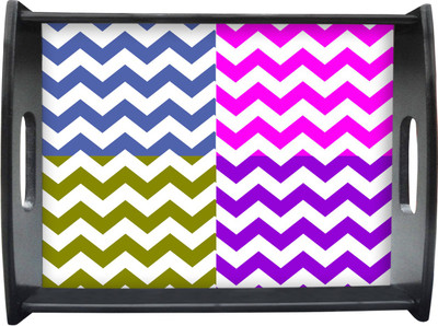 71% OFF on Sajawathomes Colorfull Zigzag Pattern Printed Wood Tray Multicolor, Pack of 1