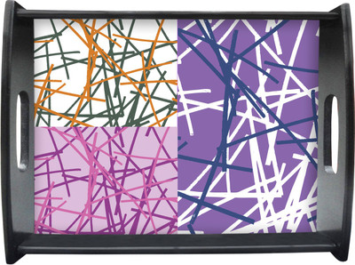 71% OFF on Sajawathomes Zigzag Multi Colored Pattern Printed Wood Tray Multicolor, Pack of 1