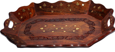 7% OFF on Indoart S1-KD06 Engraved Wood Tray Brown, Pack of 1