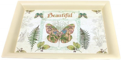 24% OFF on Fennel Serving Printed Plastic Tray Multicolor, Pack of 1