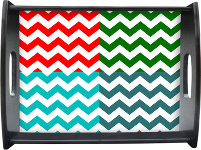 71% OFF on Sajawathomes Four Color Zigzag Pattern Printed Wood Tray Multicolor, Pack of 1