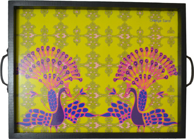 3% OFF on The Orange Sand Jambori Dancing Peacock Printed Wood Tray Pink, Blue, Pack of 1 3% OFF on The Orange Sand Jambori Dancing Peacock Printed Wood Tray Pink, Blue, Pack of 1