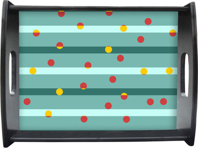 71% OFF on Sajawathomes Two Color Polka Dot Pattern Printed Wood Tray Multicolor, Pack of 1