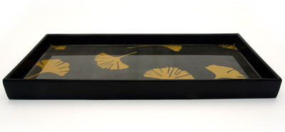 39% OFF on Giftease Rectangle Lacquer 6 x 13 Inch Solid Wood Tray Black, Pack of 1