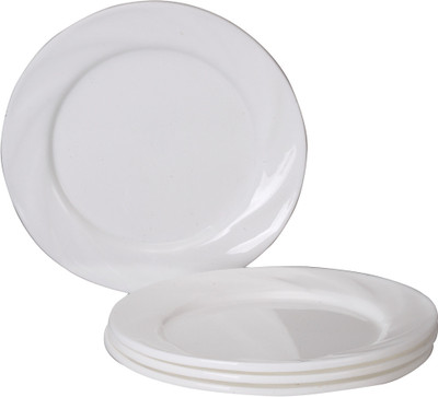 39% OFF on Saflona Simple and Elegant Solid Plastic Plate Set White, Pack of 4