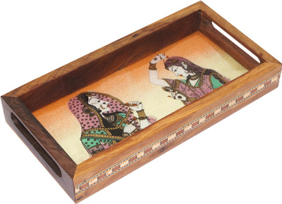 57% OFF on R S Jewels Handicraft Gemstone Serving Solid Wood Tray Multicolor, Pack of 1