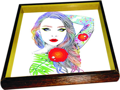 59% OFF on Panache Serves Hammered Wood Tray Multicolor, Pack of 1