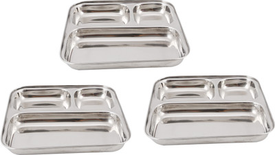 34% OFF on Lime Pavbhaji Solid Stainless Steel Plate Set Steel, Pack of 3