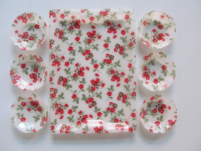 24% OFF on Chhajer Handicraft Ice cream set Printed Plastic Tray Set Multicolor, Pack of 7