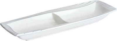 Devnow Ceramics Ocean Twirl Partition Solid Ceramic Tray White, Pack of 1 Devnow Ceramics Ocean Twirl Partition Solid Ceramic Tray White, Pack of 1