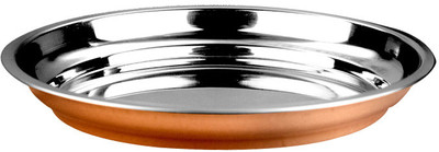 Fabulloso Copper Chic Dhaba Thali Solid Copper Plate Brown, Pack of 1