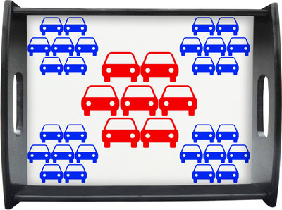 71% OFF on Sajawathomes Three Tone Car Pattern Printed Wood Tray Multicolor, Pack of 1