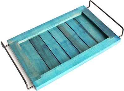 Kraftnation Blue Steam Beech Wood Serving Solid Wood Tray Blue, Pack of 1 Kraftnation Blue Steam Beech Wood Serving Solid Wood Tray Blue, Pack of 1