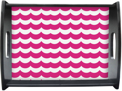 71% OFF on Sajawathomes Pink And White Zigzag Pattern Printed Wood Tray Multicolor, Pack of 1