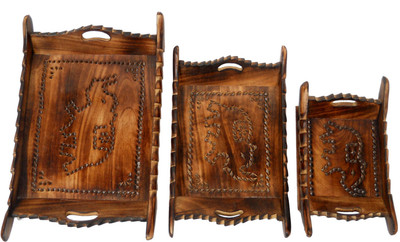 33% OFF on Pindia Beautiful Elephant Design Home Dining Table Decor Debossed Wood Tray Set Brown, Pack of 3 33% OFF on Pindia Beautiful Elephant Design Home Dining Table Decor Debossed Wood Tray Set Brown, Pack of 3
