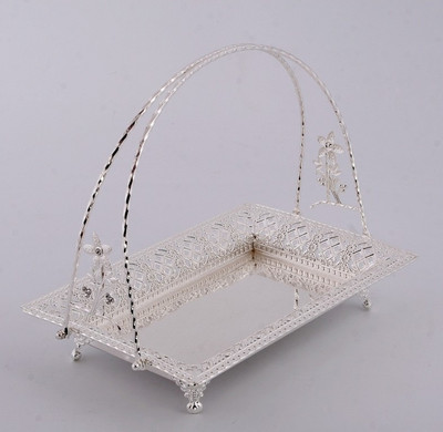 21% OFF on Eventz Gifts Royal Rectanguler candy Solid Silver Plated Tray Silver, Pack of 1