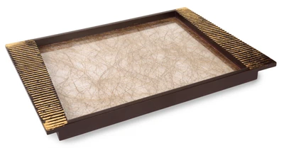 Cocktail Mesh of Gold Fibre - Large Size Solid Wood Tray Brown, Pack of 1 Cocktail Mesh of Gold Fibre - Large Size Solid Wood Tray Brown, Pack of 1