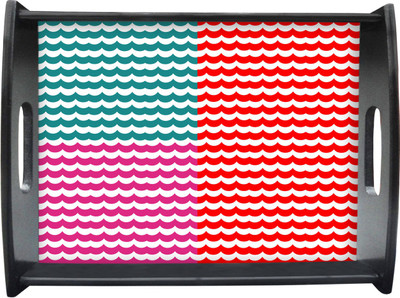 71% OFF on Sajawathomes Zigzag Three Color Pattern Printed Wood Tray Multicolor, Pack of 1