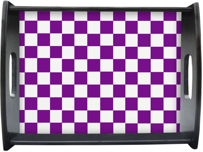 71% OFF on Sajawathomes Purple And White Square Pattern Printed Wood Tray Multicolor, Pack of 1